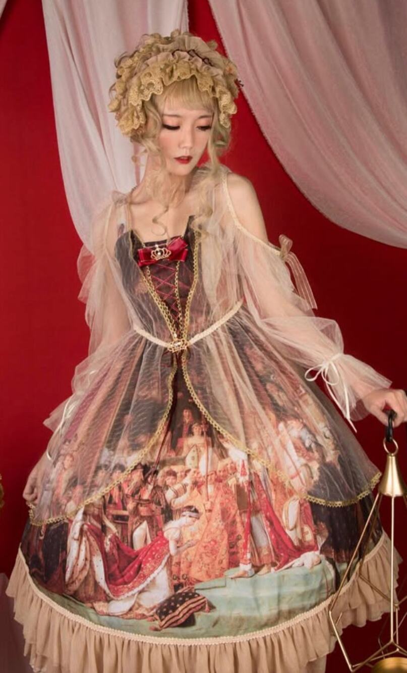 Miglioli Miette Sheer Gold Lolita Overlay Duster Cardigan Fairycore Renaissance